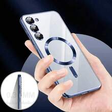 适用于三星 Galaxy A06 A16 A26 A36 A56 S25 Ultra S24 Ultra S25 FE 的磁吸透明手机壳，内置摄像头镜头保护膜，采用奢华电镀软 TPU 材质，透明防震超薄保护套，也兼容 17/16/15/14/13/12/11 系列、17 Pro Max，圣诞礼物，国际版，非国内版 - 遠峰藍 - 查看 7
