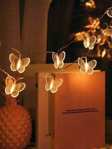 1pc 10/20 LED Transparent Butterfly Shaped Decorative String Lights, Ladies Bedroom Butterfly Lights, Battery Powered, Warm/Colorful Light Options, Suitable For Valentine's Day Decoration - Clear - View 10