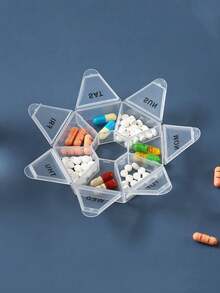 1 pieza Caja de pastillas portátil, Dispensador de medicamentos de 7 días a la semana, Caja de vitaminas, Capacidad grande de 7 días a la semana con compartimentos individuales sellados, Caja de almacenamiento de pastillas portátil, Organizador de pastillas con 7 compartimentos diarios, Contenedor de dosis semanal, Soporte de medicamentos para medicamentos, vitaminas y aceite de hígado de bacalao, Estuche de pastillas portátil y seguro para dosis diarias, Regalo para padres