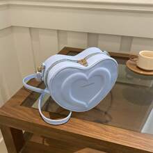 1pc Cute & Fresh Heart-Shaped Crossbody Bag, Made Of PU Material, With Zipper Closure, Adjustable Strap, Large Capacity, Suitable For Teenagers, Fashionable For School, Outdoor, Travel Or Daily Use, Great Gift For Friends - Love Crossbody Bag - View 17