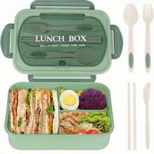 1pc 1200ml Adult Bento Box With Utensils And Leak-Proof Lid, 3-Compartment Lunch Container School Supplies,Back To School(Tableware, Lunch Boxes, And Storage Bags Can Be Selected For Purchase)