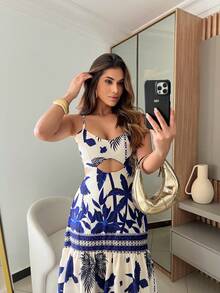 LONG FLORAL GRINGA DRESS - Dusty Blue - View 2