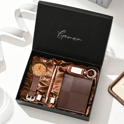 Men's Watch Gift Set Father's Day Gift For Dad, Belt For Father, Casual Wallet Gift Box, Glasses Valentine's Day Gift For Boyfriend, Anniversary Gift For Husband, Wedding Anniversary Gift, Teacher's Day Gift For Teacher, Graduation Gift For Student, Back-To-School Season Gift Box
