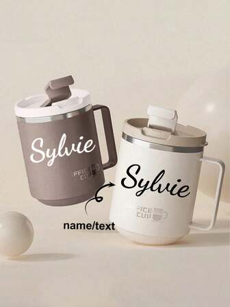 1pc 12oz Stainless Steel Insulated Coffee Mug With Handle, Double Wall Vacuum Travel Mug, Tumbler Cup With Sliding Lid, Double-Layer Thermal Insulated Water Cup, Leak Proof & Anti Scalding Milk Coffee Cup, Large Capacity Drinking Cup Kitchen Drinkware, Suitable For Student And Adult Use In Home, School, Office, Outdoor Camping, Picnic,Brunch-Ready,Xmas Decoration,For Housewarming,Office Decor