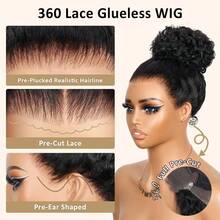 bling hair Hidden Strap Kinky Straight 360 Glueless Wigs Human Hair Pre Cut Pre Plucked 200 Density Wet And Wavy  Full Lace Frontal Drawstring Wig With Baby Hair(20 Inch) - Natural Black - View 3