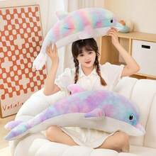 Large Cute Colorful Plush Dolphin Doll, Soft Cartoon Shaped Pillow, Holiday Birthday Party Decor, Children's Gift, Suitable For Christmas, Valentine's Day, Both Men And Women - Multicolor - View 13