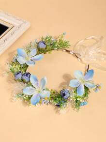 1 Stück Europäischer & Amerikanischer Stil Künstliche Stoff Rose Blumen Kranz, Romantischer Landstil Blumen Haarband für Mädchen, Blumenmädchen, Brautjungfern, Hochzeit, Bühnenauftritte, Reisen, Strand, Geschenk