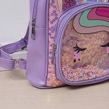 1pc Unicorn Sequin Backpack - Made Of Faux Leather, Cute Style, Lightweight, Wipe Clean With Wet Wipes, Adjustable Shoulder Straps, Zipper Closure, Polyester Lining, Suitable For College Students, Sequin Details, Ideal For School, Party, Back To School Gift