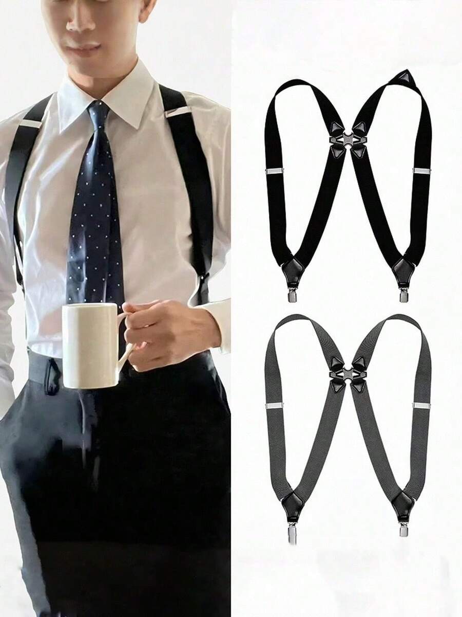 1Pc Elastic Shoulder Strap Clip, Side Clip Design, Crossover Adult Men's And Women's Suspender Strap Autumn-Winter Accessories Halloween Costume,Suitable For Teens, Youth,Men,Casual, Outdoor, Athletic, Vacation, Graduation Gifts, Birthday, Daily Wear - Multicolor - View 1