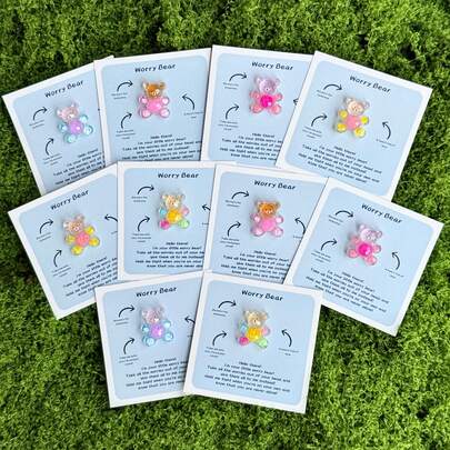 10 piezas, Abrazo de Oso de Bolsillo, Regalo para aliviar la ansiedad, Regalo positivo de salud mental, Regalo de frustración por autismo, Regálale un regalo para aliviar el estrés, Regalo de consuelo para hijo o hija al regresar a la escuela, Pequeño regalo para mujeres