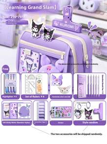 Sanrio 1 Stück Sanrio Kuromi Federmäppchen, großes Fassungsvermögen 9-lagige Cartoon Design Reißverschluss Stiftemappe, geeignet für Schule und Bürobedarf, süßes Charakterdesign für Mädchen und Jungen, Schul-Stiftemappe, Geschenke für Familie und Freunde, Schulmaterial, Schulanfang