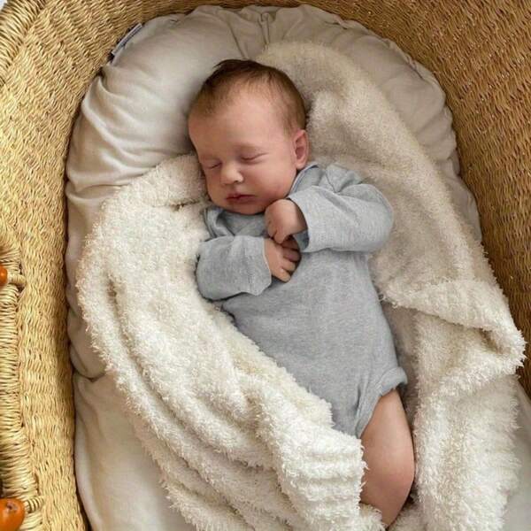 20 Zoll weiche Vinylpuppe Reborn Baby mit 3D-Lackhaut und sichtbaren Adern, handgefertigt, realistisch, 50 cm, schlafendes lebendiges Mädchen, Neugeborenenpuppe, Stoffkörperspielzeug