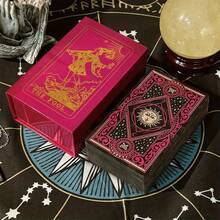 1pc-4.72x2.76-Inch 80 Large Red-Eye Gold Foil Tarot Cards, Suitable For Adults - Elegant Floral And Geometric Designs, Durable Plastic Material, Perfect For Outdoor Parties, Events And Tarot Card Reading, Party Accessories, Complex Patterns - Multicolor - View 5