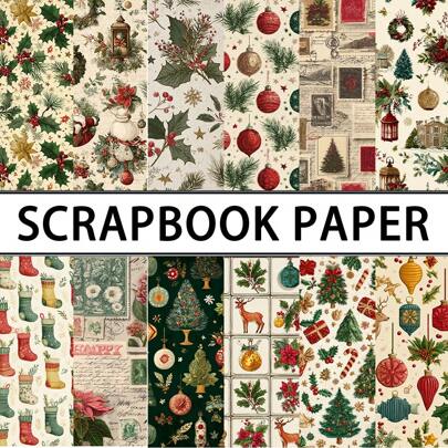 12/24/36 PIEZAS Bloque de papel para scrapbooking con temática navideña, de 5.9*5.9 pulgadas, suministros de manualidades individuales para elaboración de tarjetas, diarios chatarra, manualidades DIY, y suministros para scrapbooking