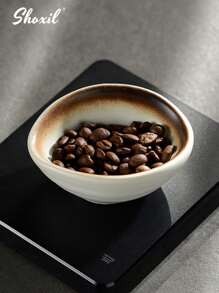 shoxil 1pc Coffee Bean Saucer, Ceramic Coffee Bean Measuring Tray, Display Container Suitable For Tea And Coffee Beans, Can Be Used For Weighing Coffee Beans And Storing Small Snacks, Suitable For Home Kitchen, Living Room Coffee Table, Office Pantry, Cafe Display Area, Tea Room Decoration