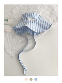 1 件女士多巴胺对比条纹宽边渔夫帽，户外徒步露营钓鱼防晒帽，轻质亚麻夏季渔夫帽 - 斜條紋撞色掛繩 - 查看 26