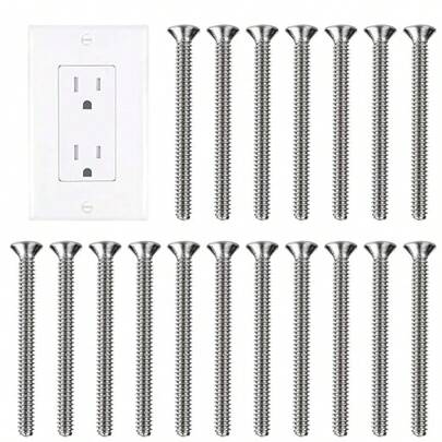 Extra Long Outlet Screws 6-32 X 1-1/2 Inches Electrical Outlet Screws 304 Stainless Machine Screws - 30 Pack