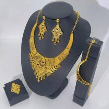 1 Set Luxury Elegant Earrings Necklace Ring Bracelet 5pcs Jewelry Set For Women, Suitable For Bride Wedding Banquet Party - Jewelry Sets - View 2