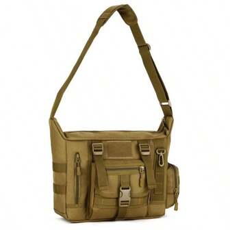 [Tactical Laptop Bag] 14 Inch Nylon Tactical Laptop Bag For Men | Sports Shoulder Backpack With Adjustable Strap, A4 Document Compartment, Zipper Closure, Polyester Lining, Machine Washable, Daily Commute Messenger Bag