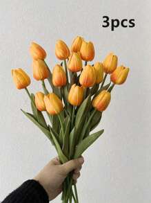 3 pezzi di fiori artificiali di tulipano, adatti per decorare casa, soggiorno, camera da letto, ufficio, scrivania, giardino, feste, regali per vacanze