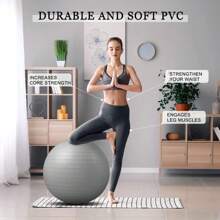 1pc Purple Yoga Ball, Fitness Ball, Therapy Ball, Mini Fitness Ball, Core Ball, 5 Sizes Fitness Ball, Mini Stability Ball, Yoga, Workout, Bending, Core Training And Physical Therapy, Improve Balance, Pregnancy Ball, Physical Therapy, Balance, Stability, Fitness, Office Ball Chair, Smooth Surface - Silver - View 1