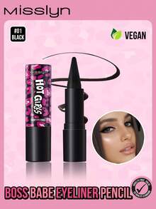 MISSLYN-Boss Babe Eyeliner Pencil, Eyeliner, Eyeliner And Eyeshadow 2-IN-1, Multiple-Use, Creamy Texture, Smoky Eyes Pencil, Matte Eyeliner Pencil, Blendable Smooth, Smooth Color Development, Highly Pigmented, Smudge-Able, Easy To Use, Beginner-Friendly, Precise Drawing, Smoky Makeup, Deep Eyes, Hazy Eye Makeup, Multi-Level Smudge-Dyeing, Graduation, Party, Travel, Summer, Portable, Autumn, Commute, Daily Use, Vegan - #01 - 查看 1