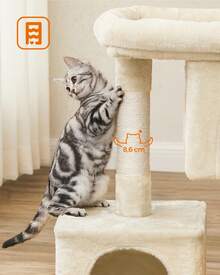Feandrea Cat Tree, 84 Cm Tower, L, Condo For Large Cats Up To 7 Kg, Large Perch, 2 Caves, Scratching Post, Beige - Beige - View 5