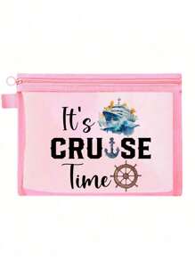 邮轮主题旅行化妆礼品袋，化妆包/洗漱包，拉链化妆包，拉链洗漱收纳包，拉链手机包，铅笔盒，化妆刷收纳包，适合女性、女孩、妈妈、姐妹、朋友、邮轮爱好者，文具旅行必备化妆包，假日必备化妆包，化妆收纳包，化妆品收纳袋，2024冬季假日化妆收纳包