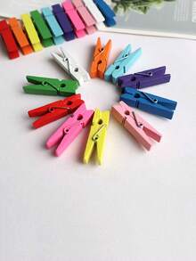 20件/30件40件彩色木夹DIY装饰照片夹木制照片夹衣服夹小号彩色木制装饰封口夹，衣夹
