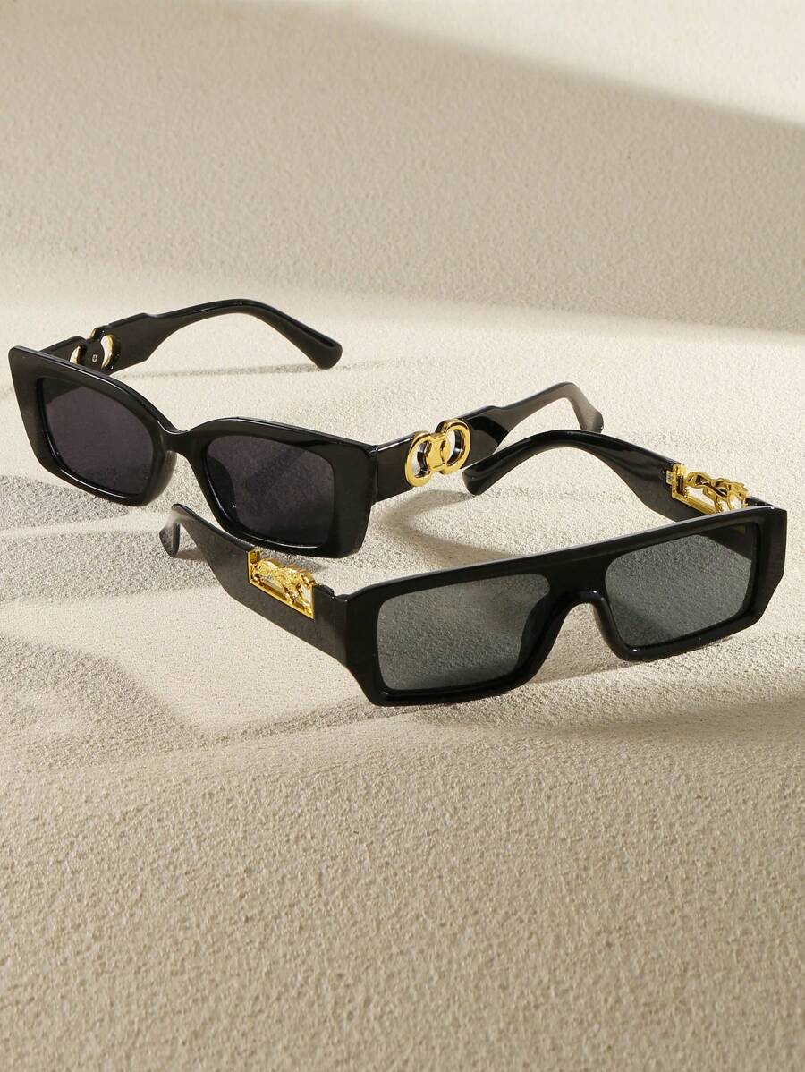 2pcs Women's Luxury High-End Fashion Eyeglasses Set, Made Of Quality Materials, Comfortable To Wear, Suitable For Daily Life, Street Photography, Parties, Beach Vacations, And Outdoor Travel