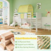 Lifezeal Twin Loft Bed With Tower & Tent 3 Storage Pockets Guardrail And Ladder - Turquoise - View 5