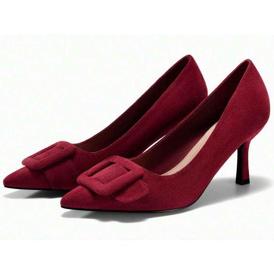 Women's Pointed-Toe Stilettos, Elegant High Heels, Shoes For Weddings And Formal Occasions, Women's Dress Shoes Burgundy High Heels - 酒紅色 - 查看 1
