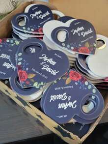 1个磁性开瓶器，婚礼回礼/宾客批量礼品，婚礼批量礼品，宾客婚礼礼品，感谢礼品，开瓶器婚礼回礼，宾客批量礼品，心形婚礼磁铁，婚礼日期磁铁，个性化婚礼回礼，送给他的理想礼物，送给她的理想礼物，女朋友，男朋友，家人，朋友，女士发饰，春季系列，可调节尺寸 - 白色 - 查看 5