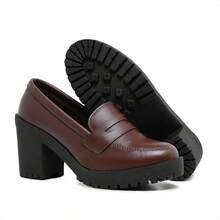 Myrol Outlet Women's White Oxford Moccasin Medium Heel Comfortable Classic Work - 鏽棕色 - 查看 5