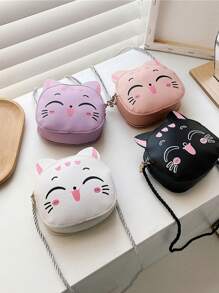 创意迷你可爱笑脸猫零钱包，卡通可爱儿童单肩斜挎包 - 斜跨包 - 查看 2