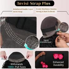 bling hair Hidden Strap Straight 360 Lace Front Wigs Human Hair Pre Plucked Pre Bleached  Glueless Brazilian Virgin Wig With Drawstring 200 Density  Full Lace Wigs For Women 22 Inch - Natural Black - 查看 5