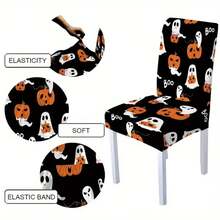1/4/6/8 Stücke, modische Halloween-Stil bedruckte Stuhlbezüge/Bürostuhlbezüge/Stuhlbezüge für Esszimmer, geeignet für moderne tägliche Dekoration in Innenräumen von Familien-Restaurants und Hotels. Die elastischen Stuhlbezüge können gereinigt werden und sind ein ideales Halloween-Geschenk