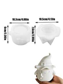 用于铸造的硅树脂模具、带有女巫帽设计的 3D 幽灵储物盒、用于万圣节装饰的 DIY 水晶环氧树脂烛台罐模具、不对称形状工艺品 - mold - 查看 3