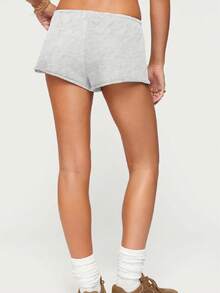 Women Low Rise Sweat Shorts Casual Y2k Drawstring Low Waisted Athletic Shorts Summer Cute Lounge Running Shorts - Xám - Xem 2