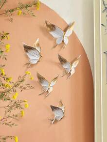 5pcs Platinum Butterfly Wall Decor, Home Decoration, Room Decor, Birthday & Graduation Gift - Multicolor - View 3