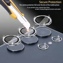 1 Set, Protezione Obiettivo Fotocamera, Anello in Metallo con Vetro Temperato 9H, Protezione Schermo Decorativa Accessori, Compatibile con Modelli di Telefoni S2/S23/S24 Ultra/S25 Ultra/A13/A16/A34/A55/A15/A2/A05S/A54/A14/A55/A35/05/06/S25edge/S23, Anti-Caduta, Impermeabile, Anti-Graffio, Anti-Esplosione, Adsorzione Automatica