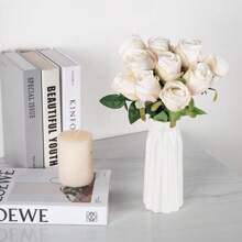 20pcs Artificial Silk Rose Flower Bouquet, Realistic Fake Rose, Suitable For Valentine's Day, Mother's Day, Home Weddings, Party Decorations, Gifts, Floral Baskets, Car Decor, Dress Accessories, Romance Flower Arrangements, Home & Room Decor