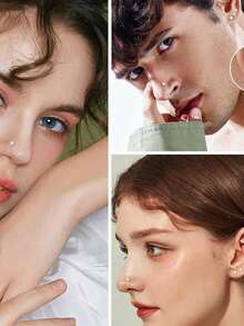 10pcs/Set Fashionable Stainless Steel Nose Rings, Rhinestone Nose Studs & Earrings, Suitable For Daily Wear By Both Men And Women