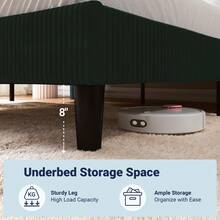 Allewie Full/Queen/King Size Bed Frame With Upholstered Wingback Headboard, Vertical Channel Tufted Corduroy Velvet Platform Bed, Strong Wooden Slats Support, No Box Spring Needed, Easy Assembly, Green - 綠色 - 查看 5