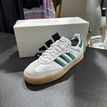 Adidas Giày thể thao cổ thấp cổ điển retro dành cho nữ SAMBA - Trắng/Xanh lá cây - Xem 8