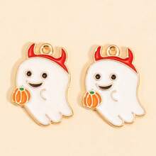 10pcs Halloween Enamel Accessories Pumpkin & Ghost Pendant, Suitable For DIY Jewelry Making Earrings Necklace Crafts Halloween Party Gifts