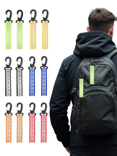 1个/2个反光钥匙扣，夜间高可见度，耐用双面织带，适合户外运动、跑步、骑行