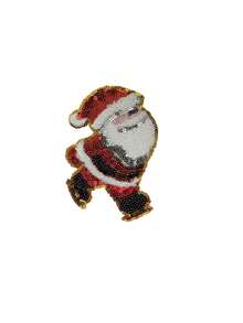 Christmas Santa Claus Sequin Decor Round Neck Short Sleeve T-Shirt - White - View 7