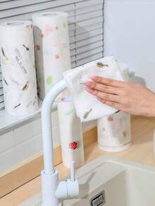 Random Print Large One-Time Soft Cloth, Dual-Use Disposable Cleaning Cloth Suitable For Outdoor Camping, Hiking, Kitchen, Bathroom, Home Cleaning (Random Style Color Pattern), Household Cleaning, Kitchen Cleaning, Party Cleaning - Multicolor - View 3