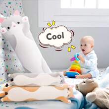 50cm Cute Cat Pillow Plush Long Body Pillow Cuddle Cartoon Stuffed Animals Cat Plushie Hugging Pillow, Cuddly Soft Long Kitten Body Pillow Doll Cat Cushion Toy For Kids Girlfriend, Holiday Gifts, Valentine's Day Gifts